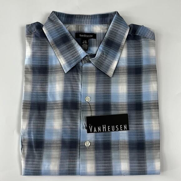 VanHeuse Size L /G Men’s Chambray Short Sleeve  Button  Shirt - Picture 10 of 10
